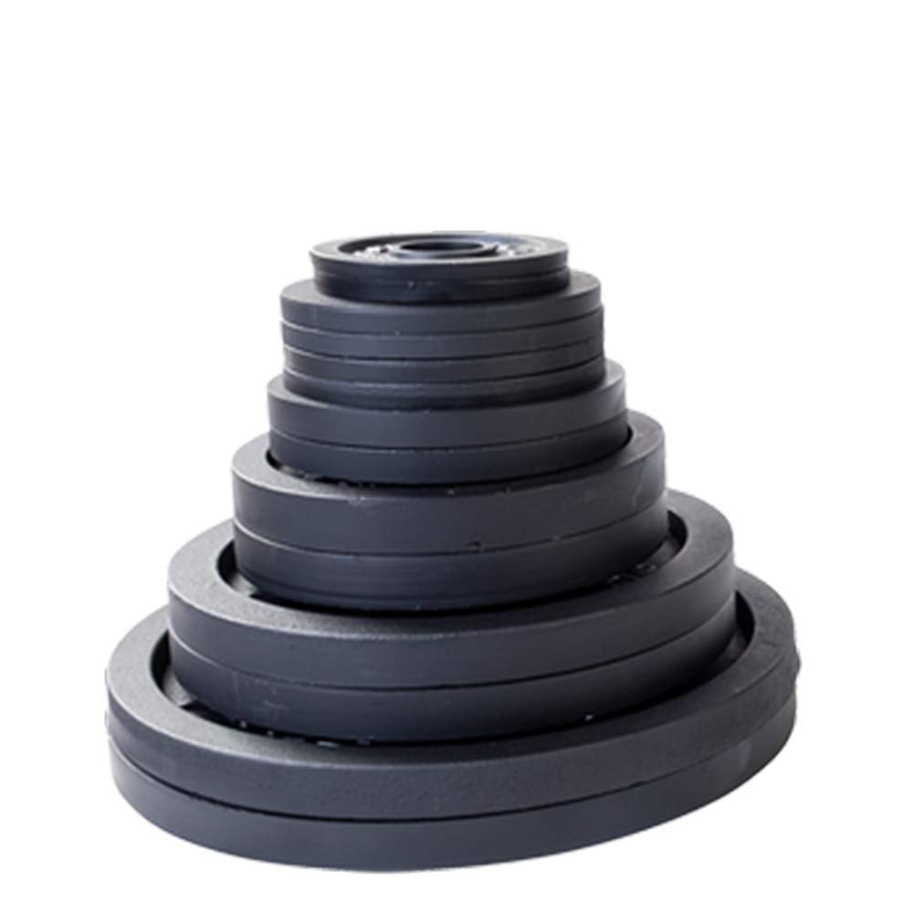 Body-Solid (OSB455) Cast Iron Olympic Weight Plate Set, Free Weights Dumbbell Plates with 2 Inch Standard Hole for All Olympic Barbell Types, 455 lb Total Weight Sets, Black