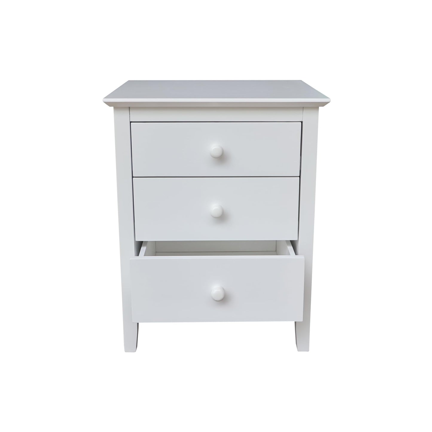 International Concepts Solid Wood Bedroom Nightstand with 3 Drawers in White