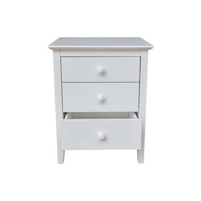 International Concepts Solid Wood Bedroom Nightstand with 3 Drawers in White
