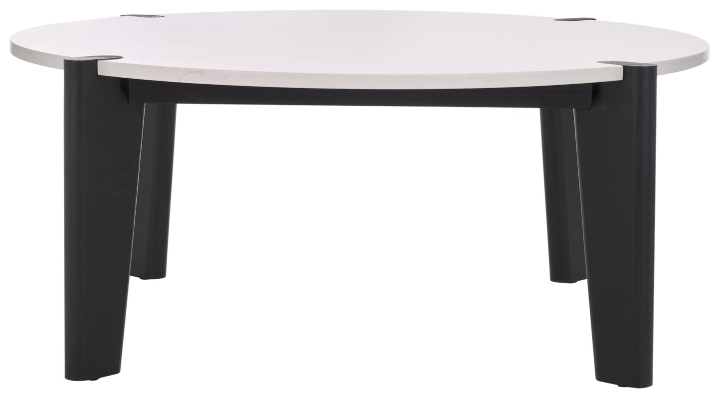 SAFAVIEH Couture Collection Garcia Black/White Marble Top Round Coffee Table