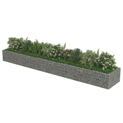 Foknhdi Galvanized Steel Large Gabion Raised Bed 212.6"x35.4"x19.7" Silver Planter Box for Vegetables, Herbs & Flowers