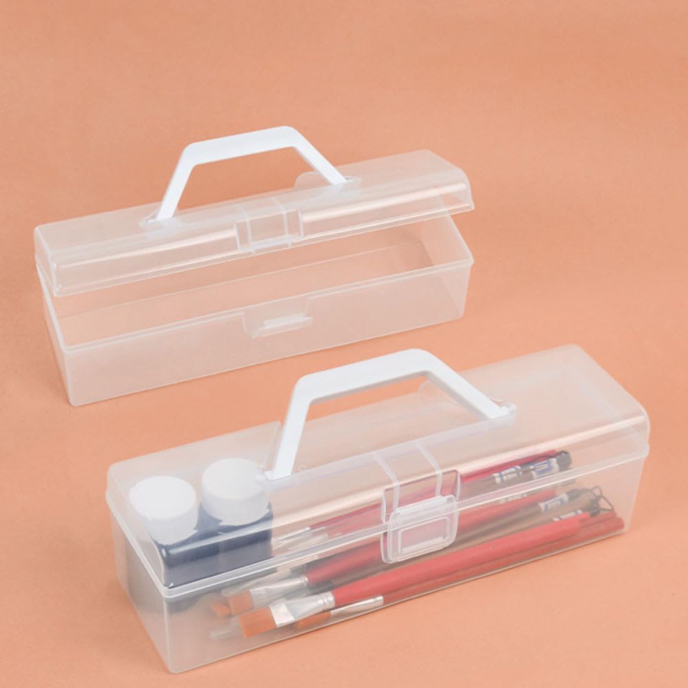 EXCEART 4pcs 12'' Plastic Storage Box for Art & Craft Supplies with Handle, Small Translucent Storage Box