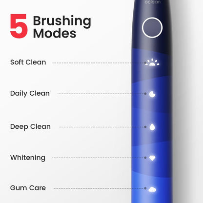 Oclean Electric Toothbrush for Adults, 150 Days Battery Life Electric Toothbrush, USB Rechargeable Sonic Travel Toothbrush with 6 Brush Heads & Travel Case, 5 Modes and Smart Timer