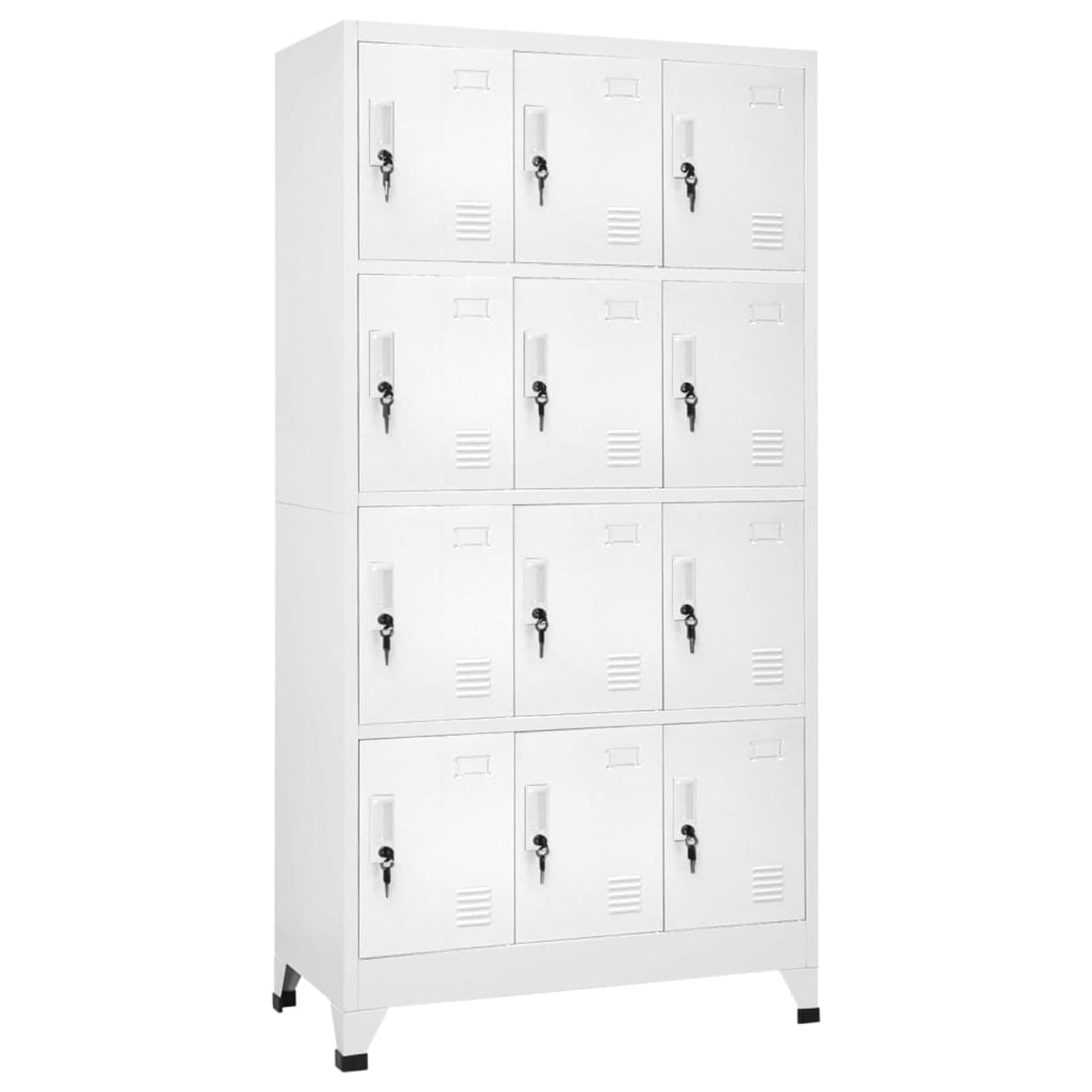 Gecheer Steel Locker Cabinet with 12 Compartments and Lockable Doors, Industrial Design, Easy Assembly, Grey 90 x 45 x 180 cm for Fitness Centers