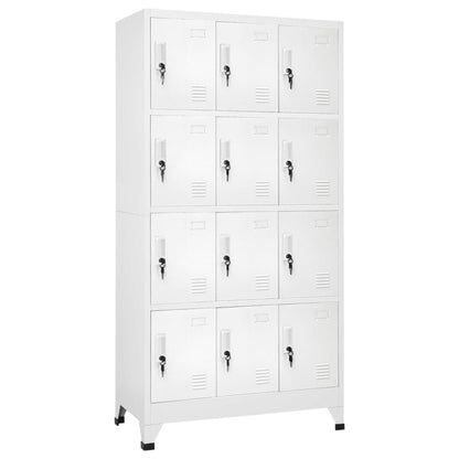 Gecheer Steel Locker Cabinet with 12 Compartments and Lockable Doors, Industrial Design, Easy Assembly, Grey 90 x 45 x 180 cm for Fitness Centers