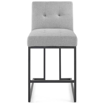 Modway Privy Black Stainless Steel Upholstered Fabric Counter Stool, Light Gray