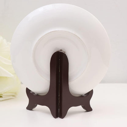 PRETYZOOM 3pcs Wooden Plate Stands for Display: 5 Inches Easel Display Holder, Table Top Easels for Photos