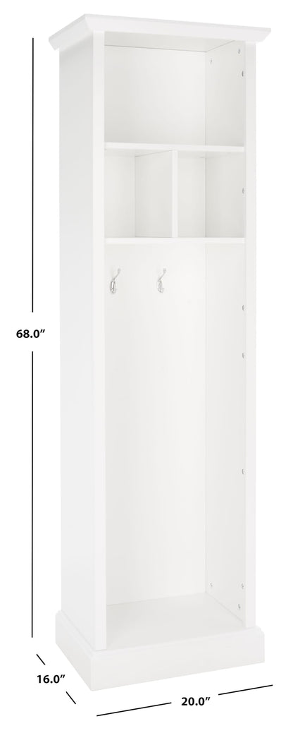 SAFAVIEH Home Collection Layli Farmhouse Antique White 4-Shelf 2-Hook Top Storage Hall Tree (Fully Assembled)