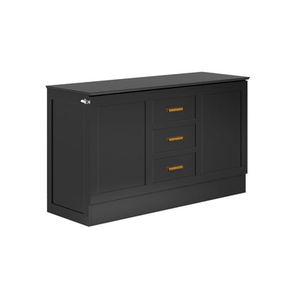 AFI, Charleston Queen Wood Murphy Bed Chest with 6" Mattress, Black