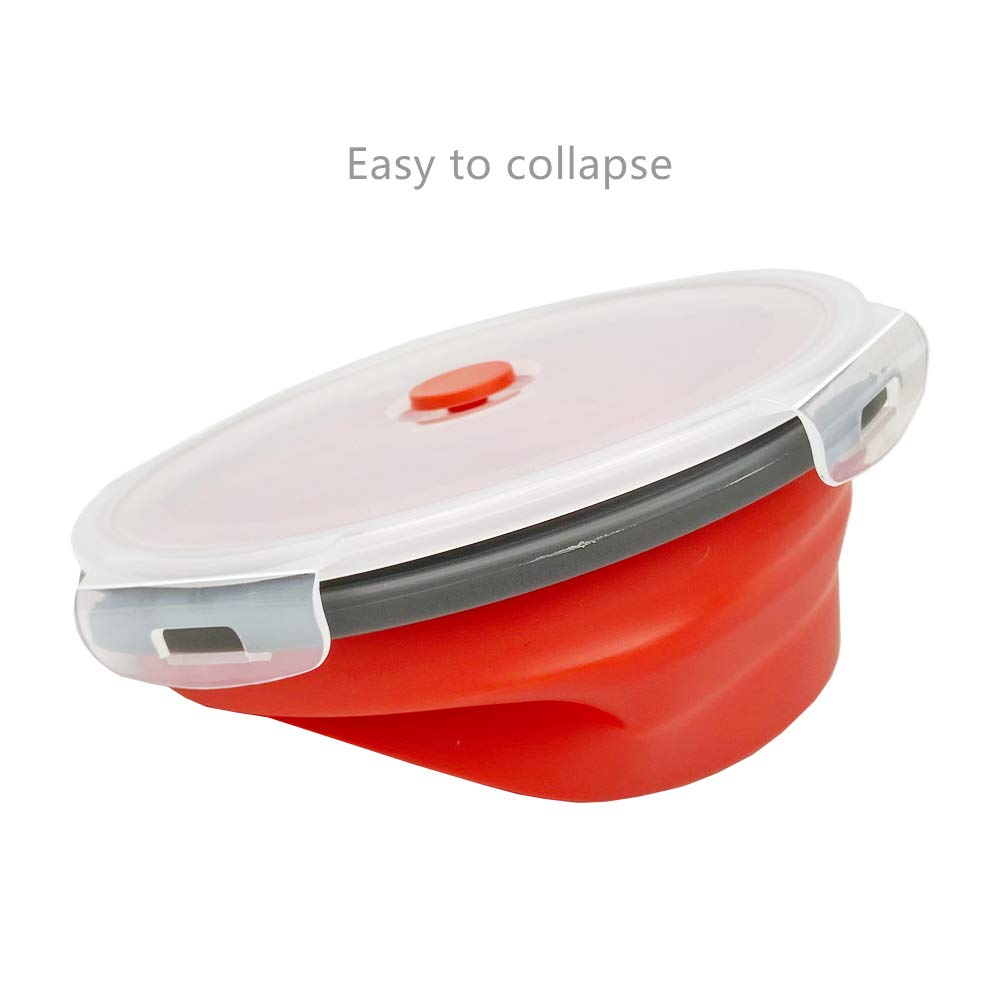 CARTINTS 1200ml Large Collapsible Food Containers Silicone Lunch Containers Silicone Leftover Food Containers, Ideal for Camping Travel, 3Pack