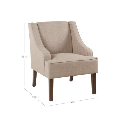 HomePop Velvet Swoop Arm Accent Chair, Tan