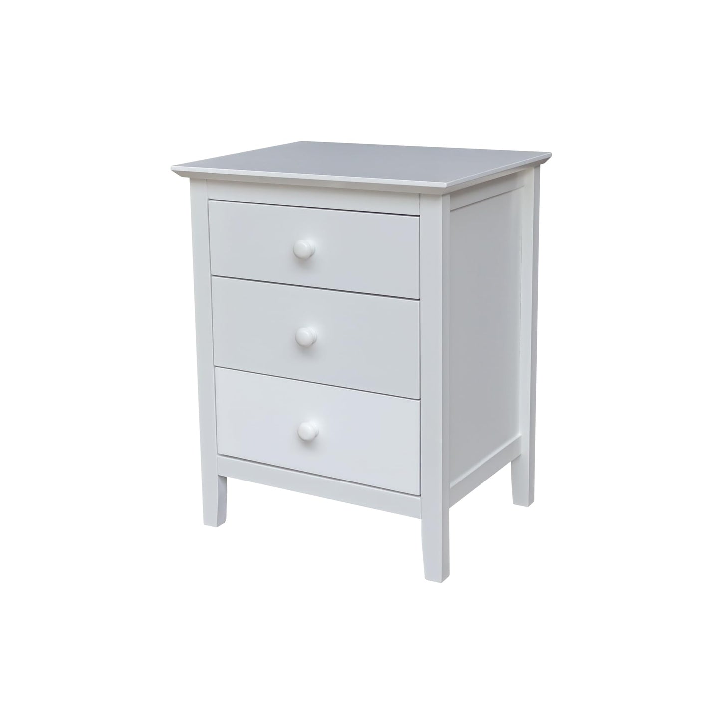 International Concepts Solid Wood Bedroom Nightstand with 3 Drawers in White
