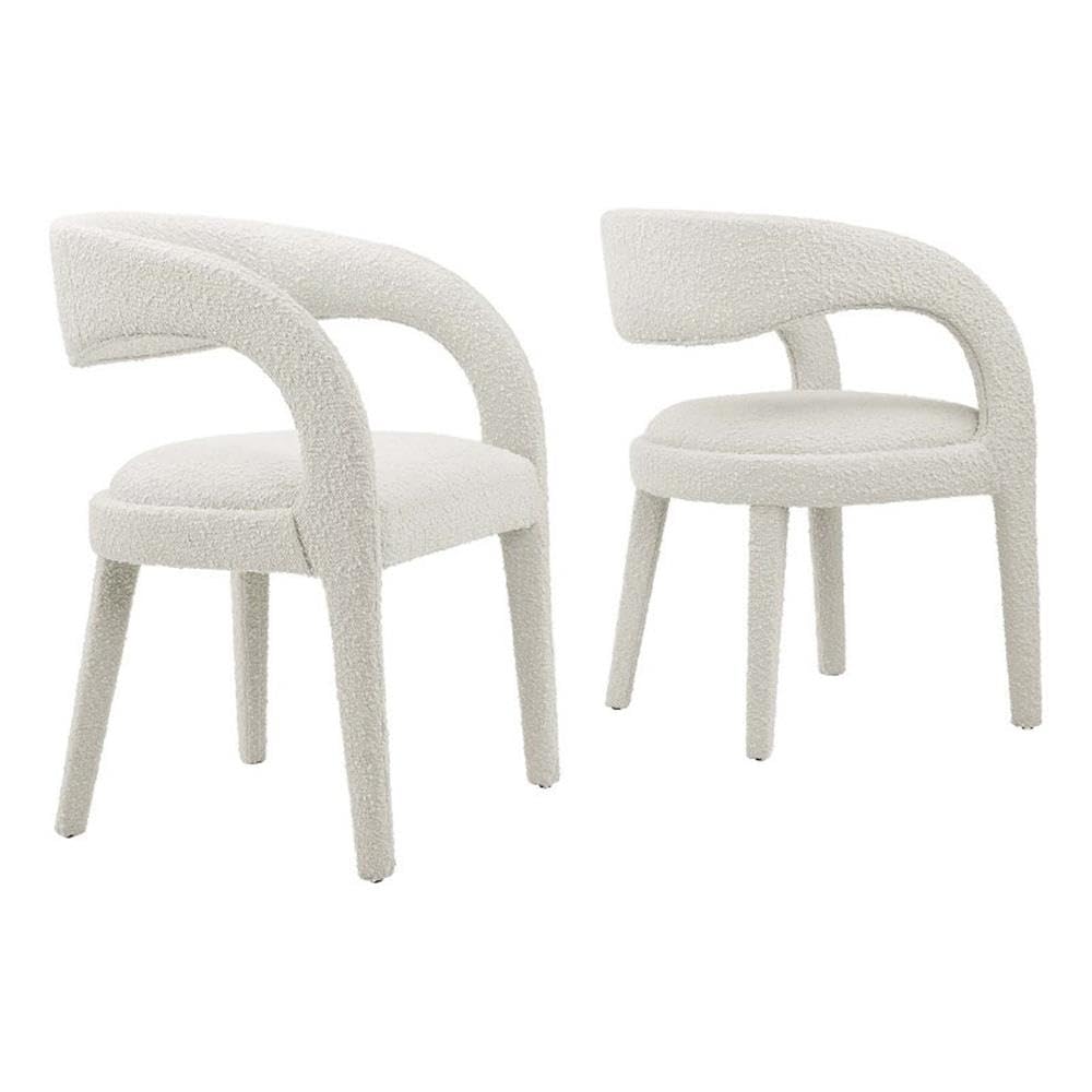 Modway EEI-6562-IVO Pinnacle Boucle Upholstered Dining Chair Set of Two, Ivory