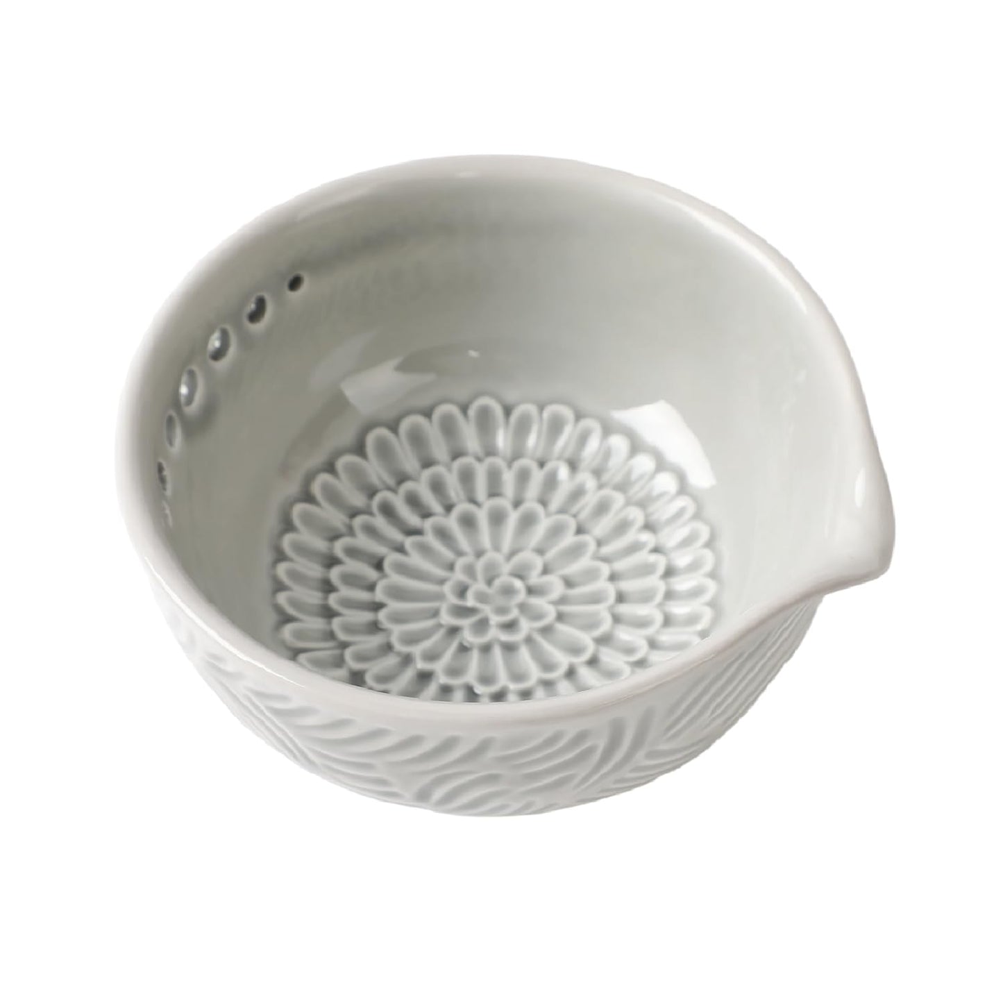 Ceramic Grater Bowl with Herb Stripper, 3 in 1 Handmade Ginger Grater Bowl, Garlic Grater Plate, Multi-Functional Kitchen Tools and Gadgets, for Garlic, Chocolate, Herbs, Etc