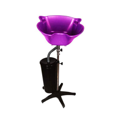 Salon Tool Basin Portable Shampoo Basin with Stand with Drain Adjustable Height Shampoo Hair Wash Basin with Bucket (Purple)