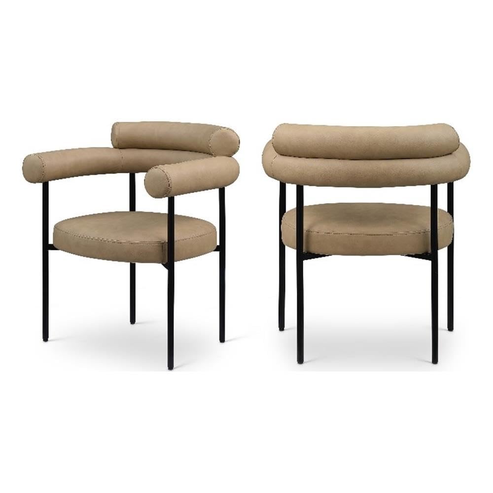 Meridian Furniture Blake Collection Modern | Contemporary Upholstered Dining Chair with Metal Frame, 28.5" W x 24" D x 31.5" H, Tan, Set of 2