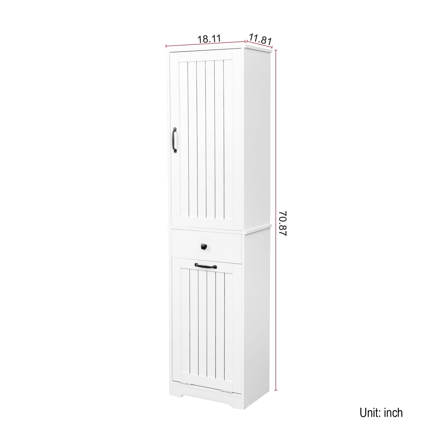 Laundry Cabinet with1 Storage Cabinet and 1 Drawer – White, Space-Saving Organization Solution for Easy Laundry Management