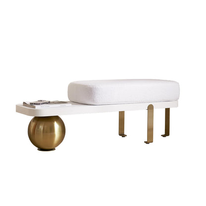 homary 47.2" Modern Entryway Bench, Wooden Boucle Upholstered Bench with Abstract Metal Legs, Lambswool Cushioned Seating for Entryway, Bedroom or Living Room