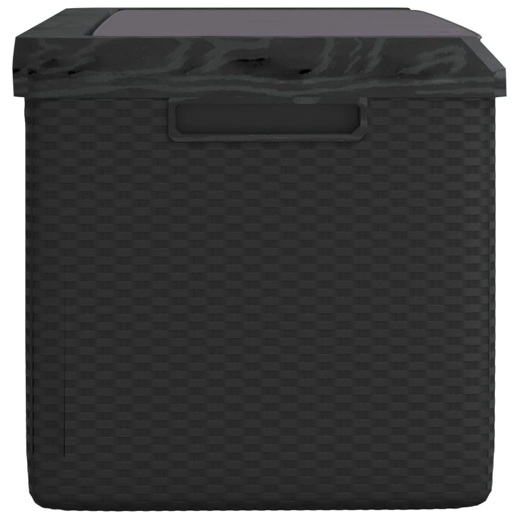 GKHPYURE Garden Storage Box with Cushion, 92.5 Gal Anthracite PP Outdoor Patio Storage Chest with Rattan Look, Gas-Lift Design, Lockable for Cushions Pillows Blankets Toys