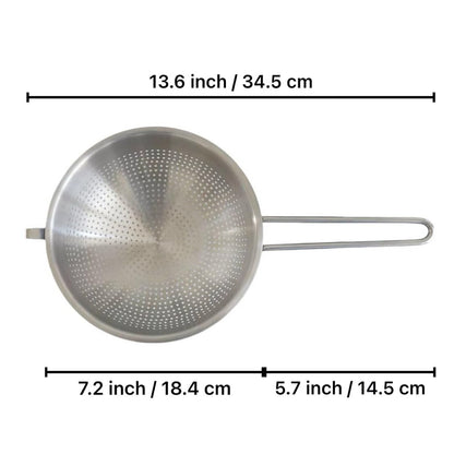 HiSteng 7-Inch Stainless Steel Strainer Colander with Handle, 1.5 Qt, Small, Ideal for Draining, Straining or Rinsing, Rivet-free Design, Easy to Clean
