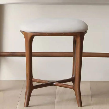 ASWAD Vanity Stools Solid Wood Dressing Stool, Soft Bag Stool, Bedroom Dining Table Stool, Household Simple Picnic Stool, Wooden Stool Small Footstool