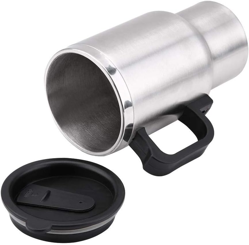 Keenso 12V Electric Car Cup Travel Heating Cup, 450ml Stainless Steel Electric Kettle Coffee Mug Heater