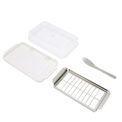 Butter Slicer Cutter, Stainless Steel Butter Cutter Container Butter Storage Box Small Butter Container with Transparent Cover Kitchen Tool for Easy Cutting (Butter grid hole