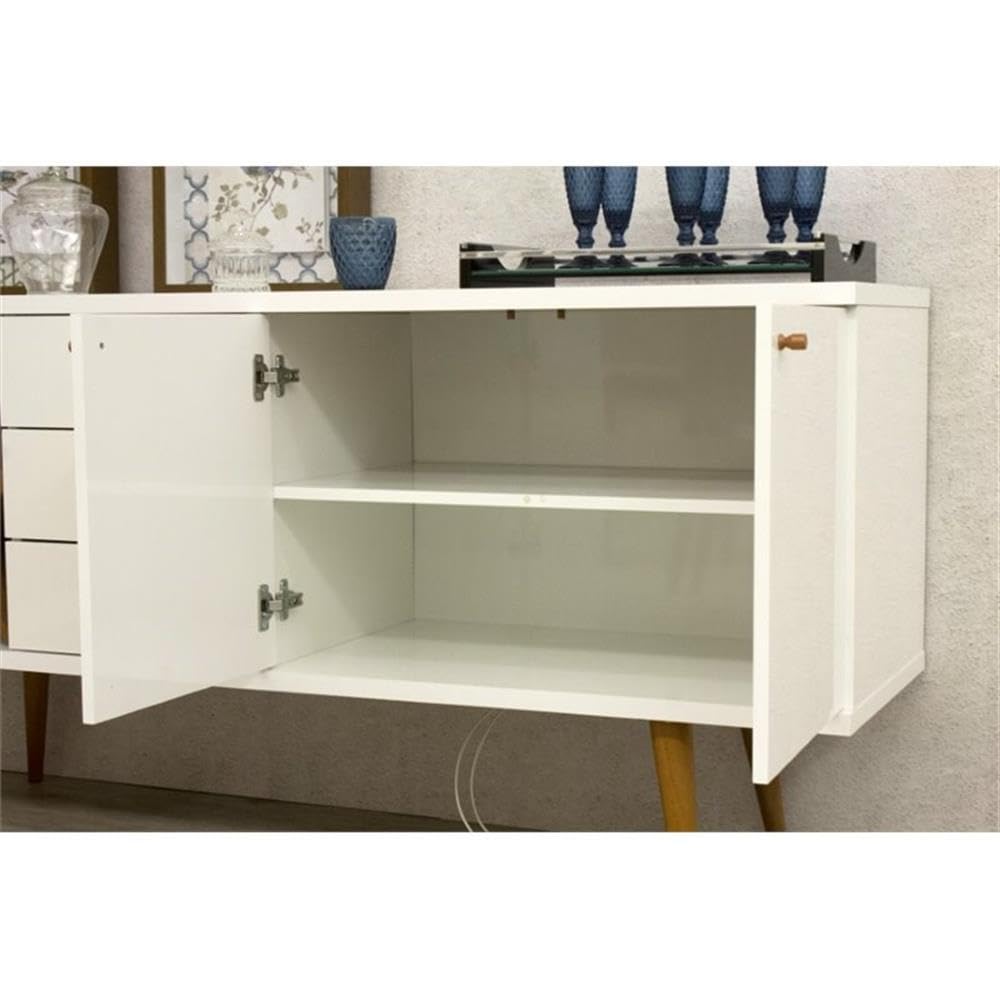 Manhattan Comfort Utopia Sideboard Buffet Stand, White Gloss and Maple Cream
