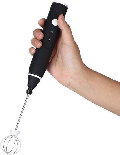 Electric Milk Frother - Automatic Egg Beater Mixer with 3 Speed Adjustable Blender and USB Charging, Black