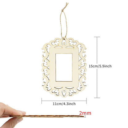 WYKOO 24 Pieces Unfinished Wood Picture Frames, 4.3 x 5.9 Inch Wooden Photo Frame with Jute Rope for Decoration, Crafts, DIY Painting Project, Display and Holds Pictures