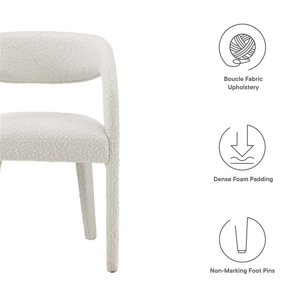 Modway EEI-6562-IVO Pinnacle Boucle Upholstered Dining Chair Set of Two, Ivory