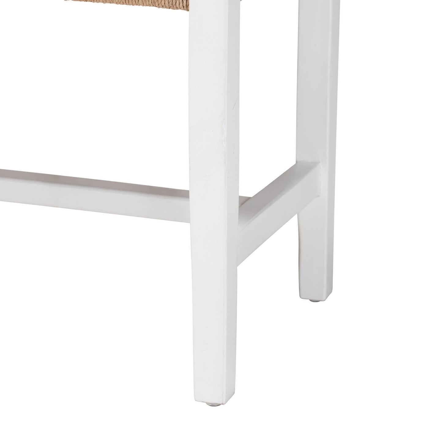 Bali & pari Prita Woven Paper Loom Bench with Mahogany Wood Frame - Handcrafted Accent Seating for Dining Room or Entryway, White