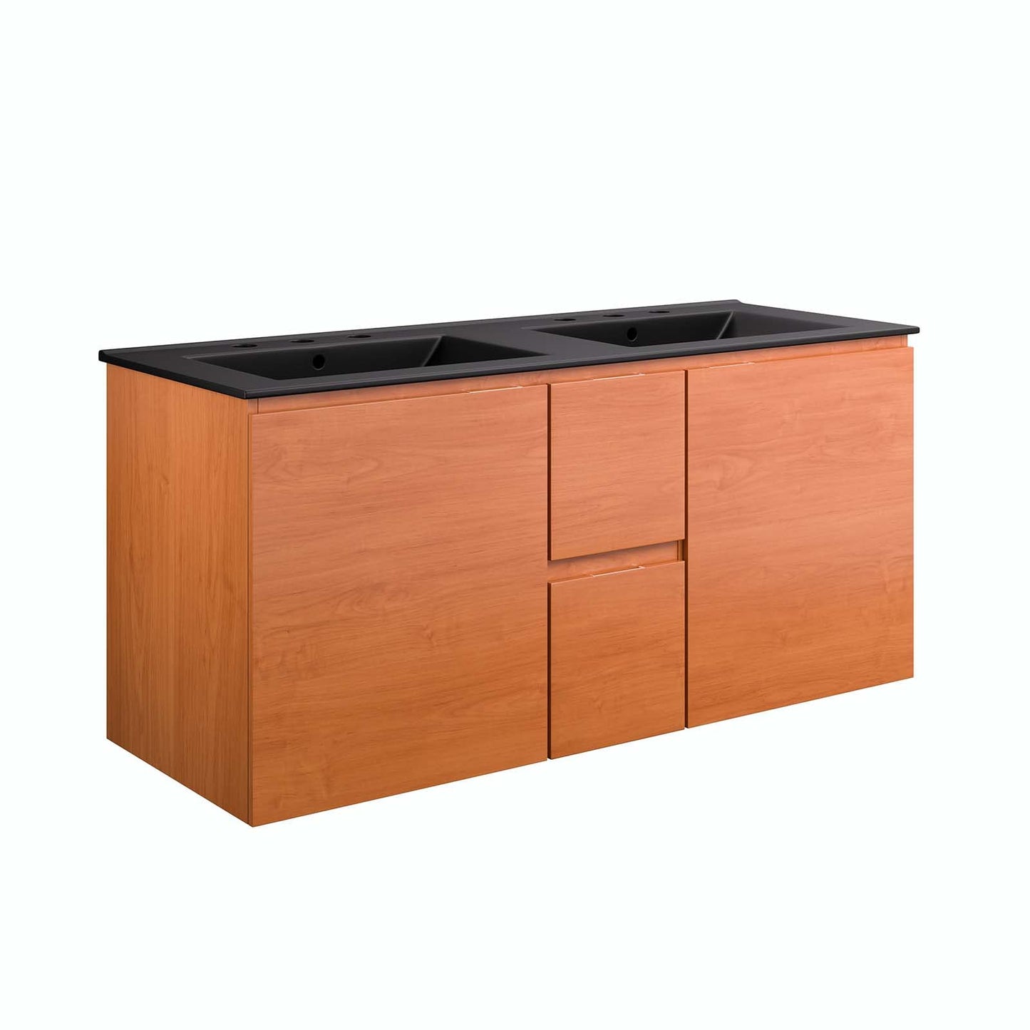 Modway EEI-5815-CHE-BLK Scenic 48" Double Wall-Mount Bathroom Vanity, Cherry Black