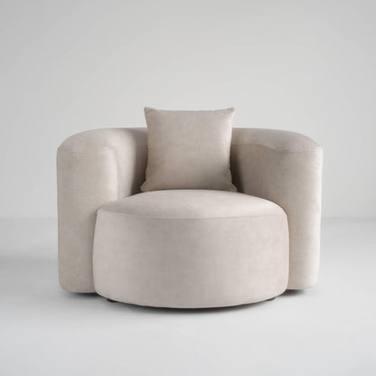Acanva Luxury Modern Tight Curved Back Velvet Sofa, Minimalist Style Comfy Couch for Living Room Apartment Reception Space, Cream Single Chair Set of 2