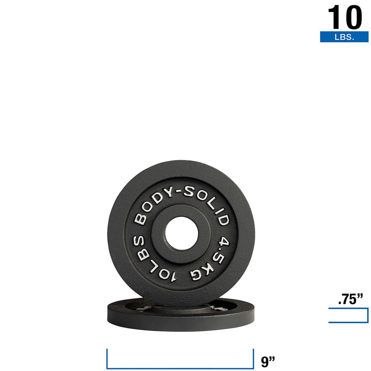Body-Solid Cast Iron Olympic Weight Plate Set, Free Weights Dumbbell Plates with 2 Inch Standard Hole for All Olympic Barbell Types, 105 lb Total Weight Sets, Midnight Black