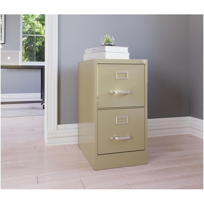 Pemberly Row 2 Drawers 28.38" Vertical Beige Metal Filing Cabinet Lockable Pre-Assembled Stationary Letter Size for Home, Office
