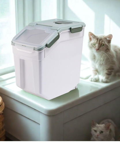 Rice Storage Container 25 lbs, 2 Packs Large Flour Storage Containers with Seal Locking Lid & Wheels, BPA Free Rice Dispenser, Measuring Cup | Scoop, for Sugar Cereal Dry Food, Dog Pet Food Bin -Green