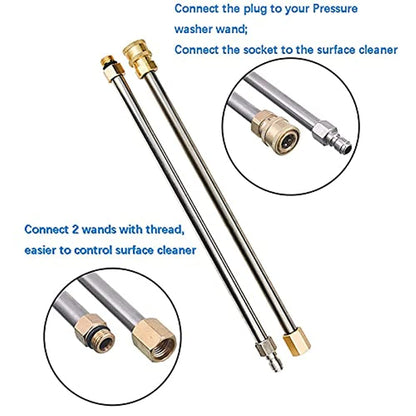 TRELVEX 13 Inch Surface Cleaner Pressure Washer Attachment with Wheels, with 2 Power Washer ExWands and 2 Replacement Nozzles, 3600 PSI