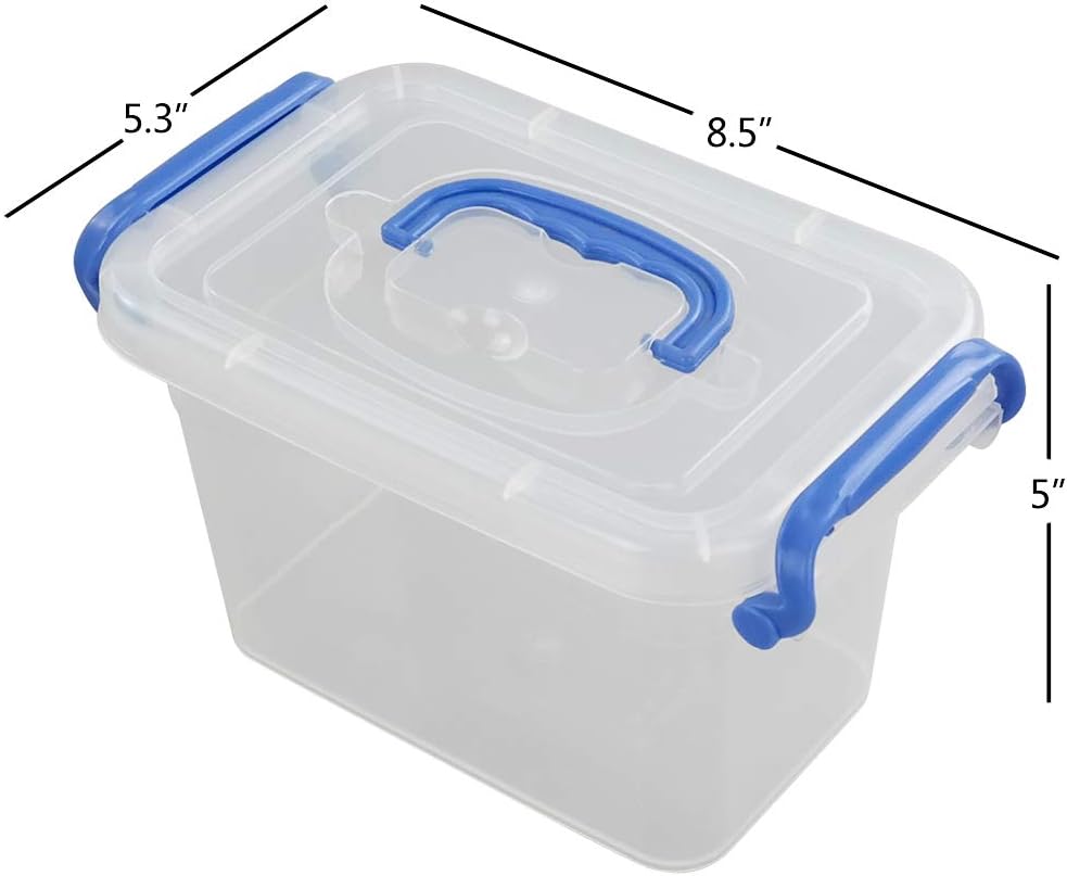 Morcte 1.5 L Mini Plastic Storage Bin - Clear Small Latch Box, Pack of 6