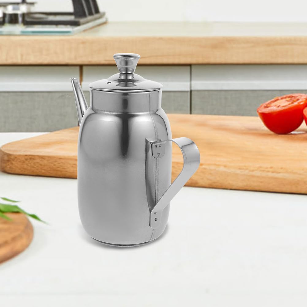 Amosfun Stainless Steel Oil Pot with Filter Strainer 14Oz Cooking Oil Container for Grease Storage and Used Collection with Anti-Scald Handle Kitchen Dispenser