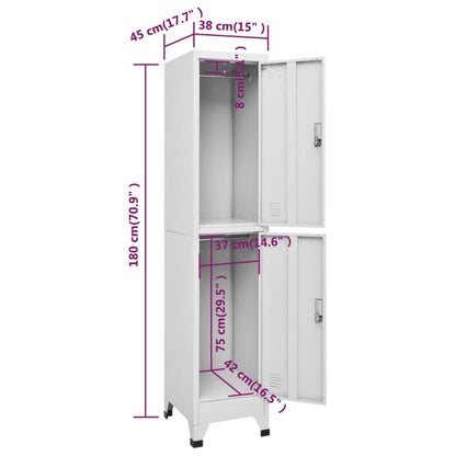 MBDRKVGF 2-Door Metal Locker Cabinet, Industrial Storage Organizer for Office, Home, Gym, Changing Room, Grey Steel Vertical Storage Unit, 70.9 Inch Tall