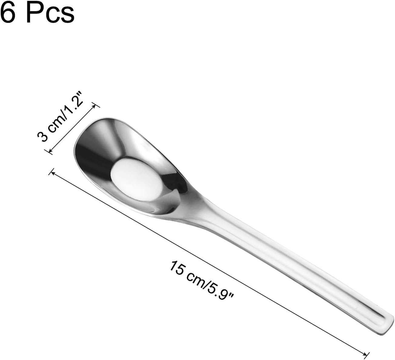 uxcell 6pcs Soup Spoons, 5.9 Inches 18/8 Stainless Steel Small Chinese Soup Spoon for Dessert and Cereal