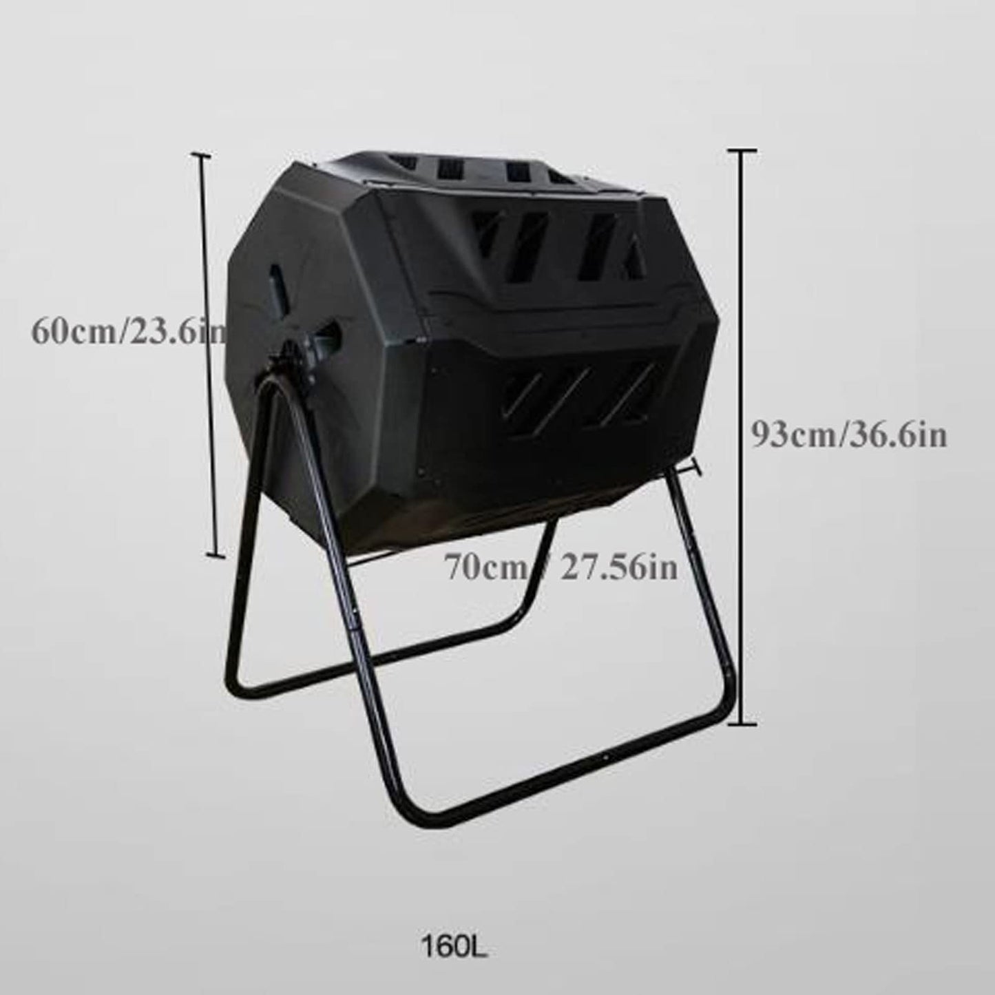 Kitchen Compost Bin, Outdoor Dual Chamber Tumbling Composter, Outdoor Rotating Compost Tumbler Bin for Garden, Kitchen, and Yard Waste, 160L/42Gallon,Indoor Compost Bin with Lid