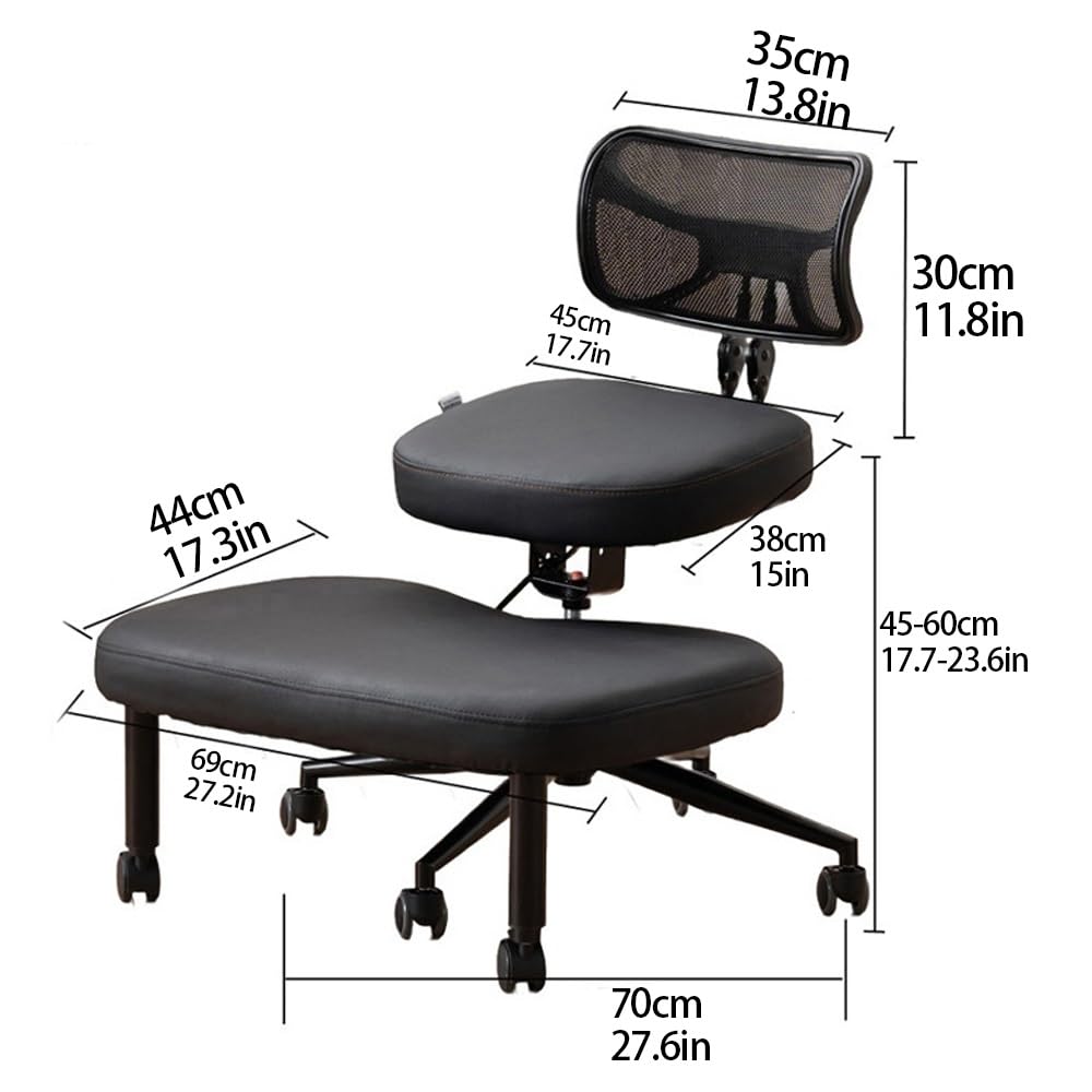 Ergonomic Office Chair with Back Support, Adjustable Height Meditation and Yoga Seat, Cross Legged Desk Chair for Home and Bedroom
