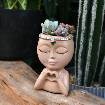 Yoohspoe GAFBA Face Planter - Cute Resin Cactus for Indoor and Outdoor Plants, Face Vase Home Decor Succulent Pots