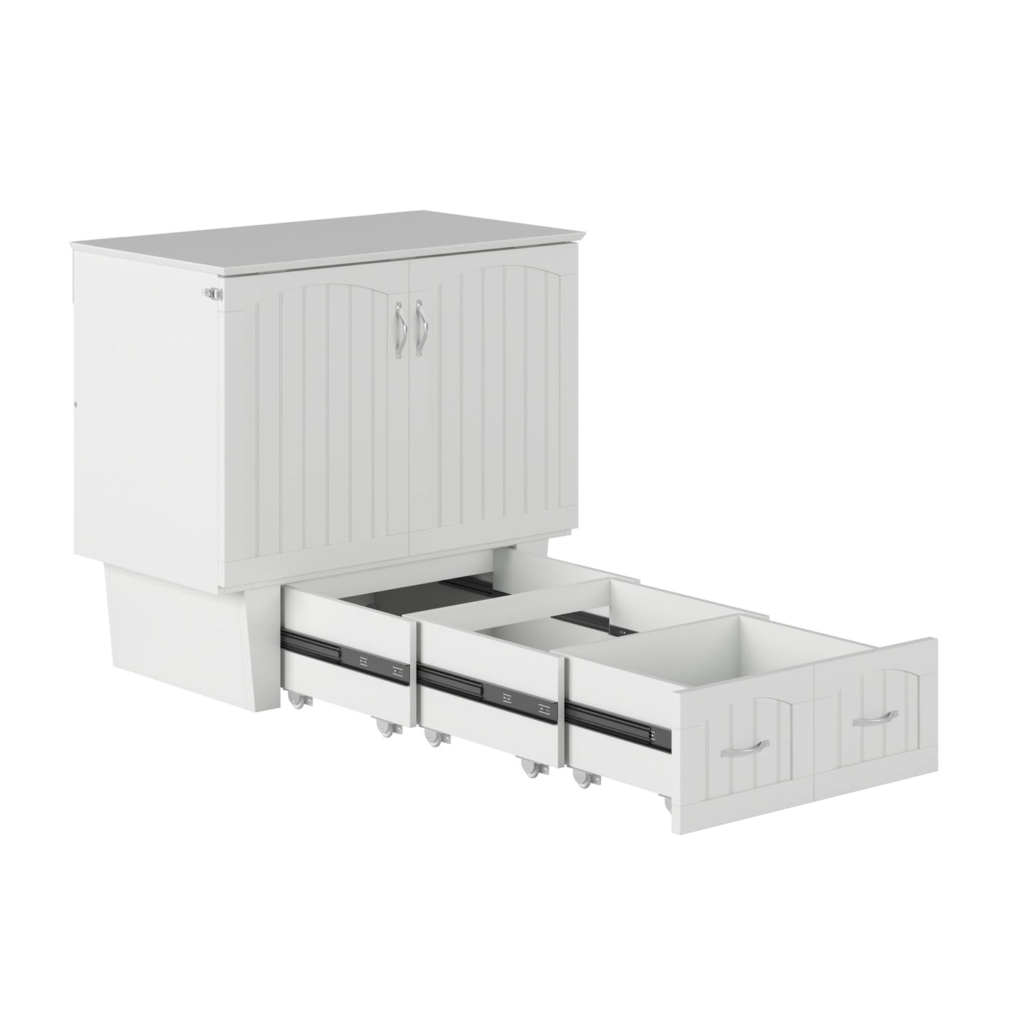 AFI, Sydney Twin Wood Murphy Bed Chest with 6" Mattress, Storage Drawer & Built-in USB Charger, White