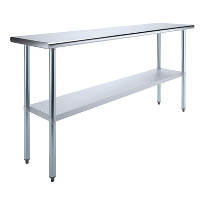 AmGood 18 in. x 72 in. Stainless Steel Work Table | Metal Kitchen Food Prep Table | NSF