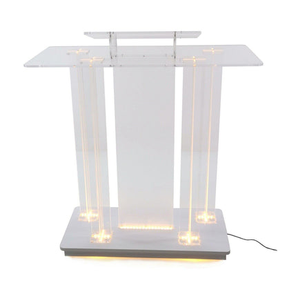 LaseVe Podium Podium Acrylic Lectern Pulpit Large Rolling Luminous Lecture Stage Welcome Stage Reception Host Podium Conference Stage with Casters Luxury Reading Table,#1