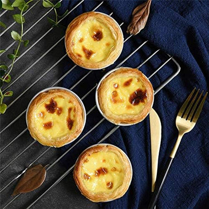 10 Pack Mini Egg Tart Tins, NonStick Tiny Pie Muffin Cupcake Pans, Silver