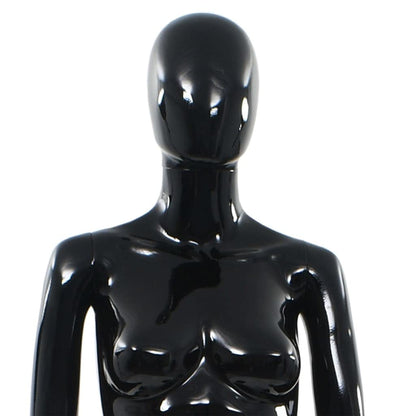 Full Body Female Mannequin, Glossy Black Retail Display Form for Clothing, Wigs, and Shoes, Adjustable Poseable Parts with Sturdy Glass Base, 68.9 Inch